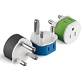 OREI South Africa, Botswana, Namibia Power Plug Adapter with 2 USA Inputs - Travel 3 Pack - Type M (US-10L), Safe Grounded Use with Cell Phones, Laptop, Camera Chargers, CPAP, and More