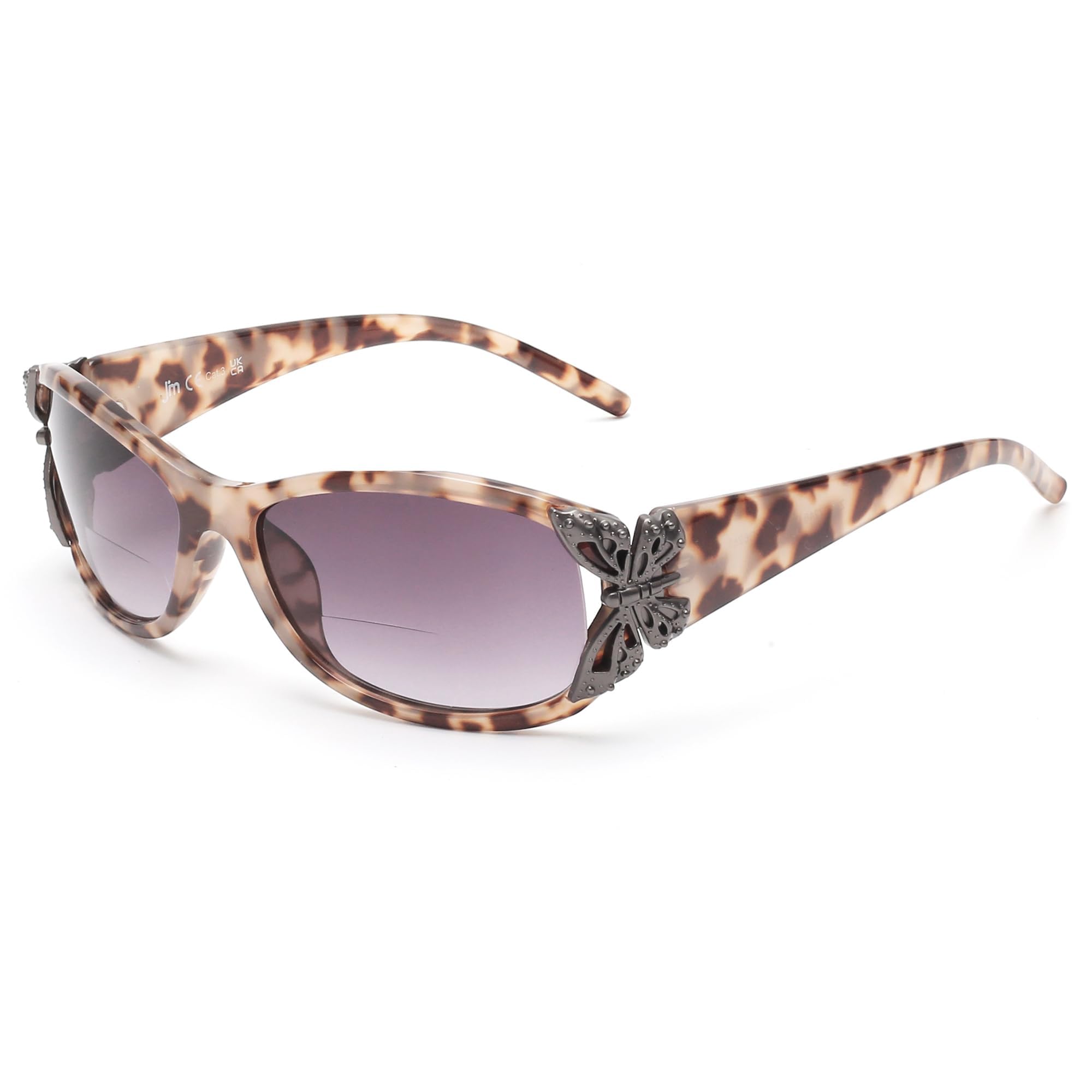 JM Bifocal Reading Sunglasses for Women Fashion Sun Readers Outdoor Reading Glasses UV400 Protection Grey Tortoise +4.0 — image 1