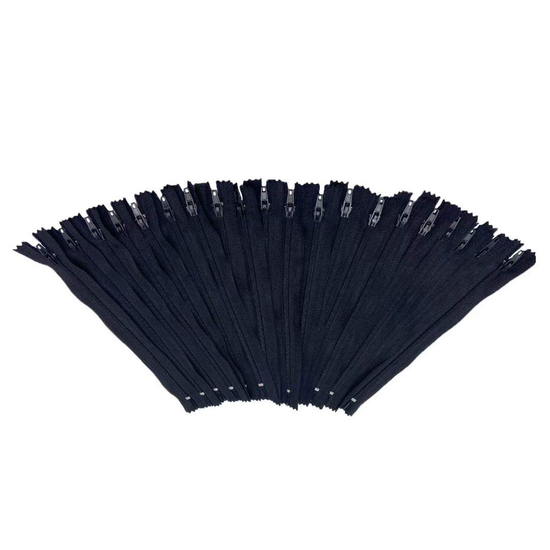 E-Goal 20 Pieces 20 cm Nylon Spools for Stitching with Closed End Zipper (Black)