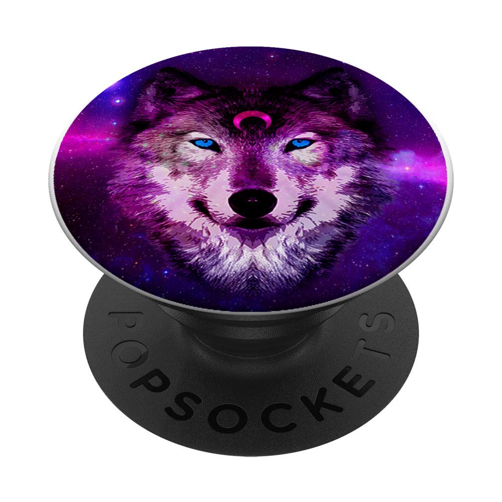 Space Wolf Spirit Animals Gifts Graphic Galaxy Wolve Lover PopSockets PopGrip: Swappable Grip for Phones & Tablets