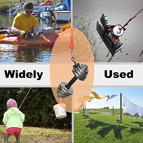 HomTop Magnet Fishing Rope with Carabiner - All Purpose Nylon High Strengte Cord Safety Rope - 65 Feet - Diameter 8mm - Approximately 1/3\