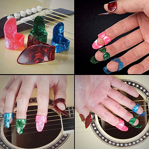 COCODE Silicone Guitar Finger Protectors, Guitar Picks, Thumb & Finger Picks, Pick Holder, Music Page Clip and Organizer Box Useful for Acoustic Guitar Starter and Strings Instrument, Totally 28 Packs - Thumbnail 5