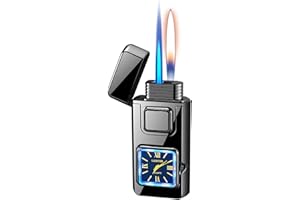 Multifunctional Creative Lighter with Integrated Watch, Windproof Dual-Flame Vintage Watch Lighter (Black)