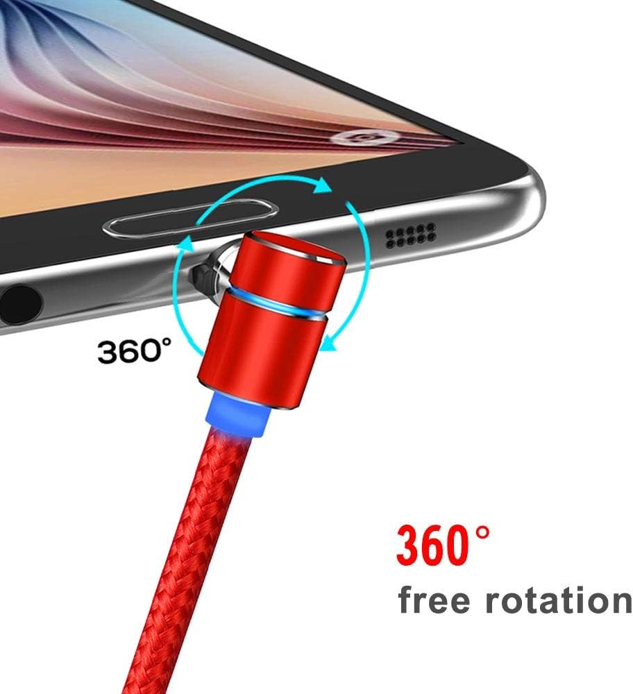 LSGAE Magnetic Phone Charger Cable, Compatible with Mirco USB, Type C Smartphone and iProduct Device (Red 5-Pack)