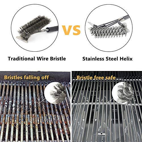 Aoocan Grill Brush and Scraper Bristle Free 18'' Stainless Steel BBQ