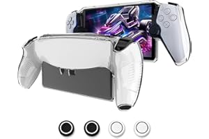 Aircawin Clear Case for Sony PlayStation Portal Case,PS5 Portal Case with Ergonomic Grip&8pcs Thumb Stick Cap,Shockproof Lightwheight Soft TPU Case for Playstation Portal Remote Player Game Case-Clear