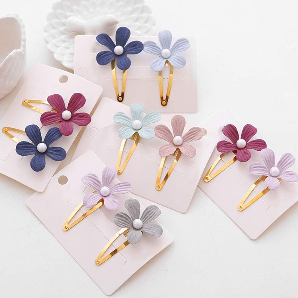 Snap Hair Clips,14pcs Colorful Mini Hair Clips Flower Manmade Pearl Barrettes Hairpins for Girls Women, Assorted Color - Image 5