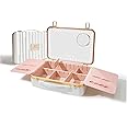 ROWNYEON Travel Makeup Case With Light Up Mirror Removable divider Portable Train Case Organizer Makeup Box for Girls Makeup Artist, Makeup Tools, Hairstylist Travel Makeup Case With 10x Mirror(White)