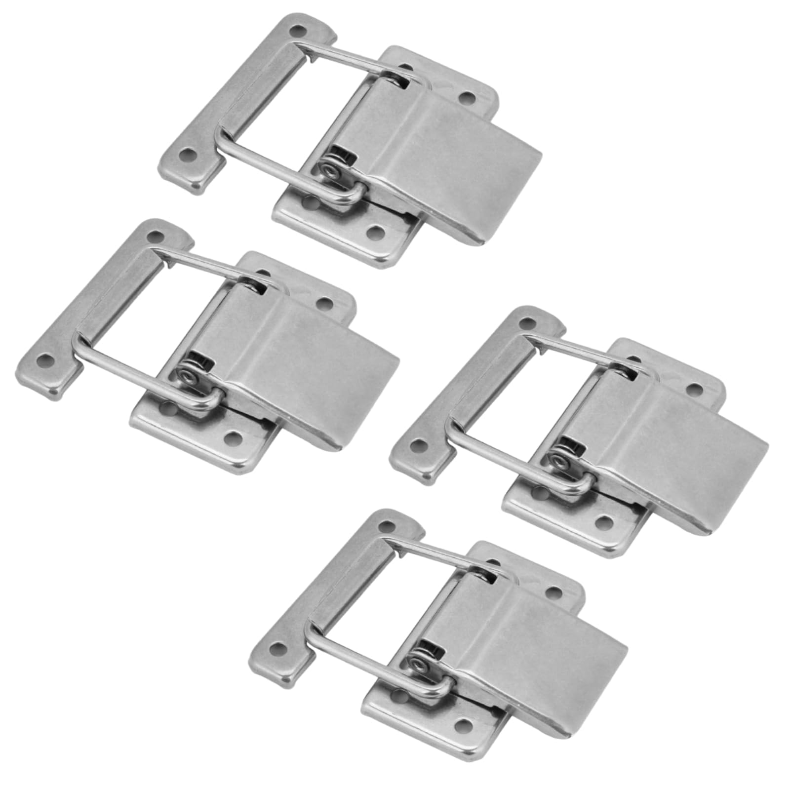 Hilitand 4Pcs Stainless Steel Hardware Cabinet Case Spring Loaded Latch Catch Toggle Hasp Cabinet Furniture Latches, Silver