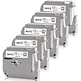 Absonic 5-Pack MK231 Label Tape 12mm 0.47" White Compatible for Brother MK-231 M231 MK231 M-K231 M-K231S Tape M 12mm 0.47" Black on White for P Touch PT65 PTM95 PT80 PT90 PT45 PT85 Label Maker