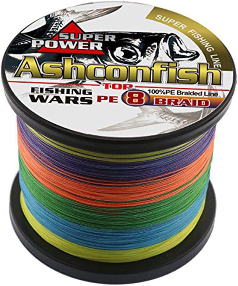 Ashconfish Braided Fishing Line- 8 Strands Super Strong PE Fishing Wire-Abrasion Resistant - Zero Stretch-Small Diameter-Multiple Colors, 100M/109Yds-300M/328Yds-500M/547 Yds -6lb 8lb 10lb to 300lb