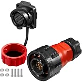 CNLINKO YM-24 24 PIN Industrial Waterproof Connectors, IP68 Circular Connector, PBT Plastic Shell Quick Plug Aviation Connector, M24 Panel Mount Flange Socket (24 Pin)