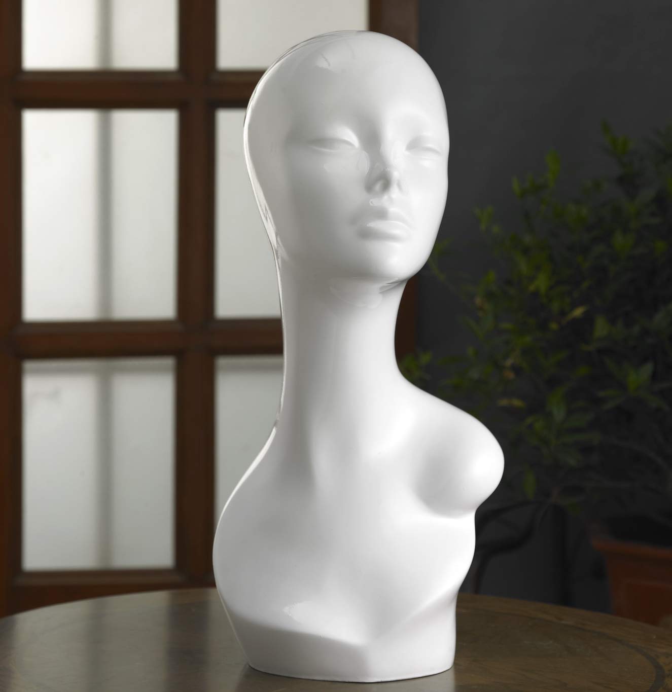 Forever Young UK Professional Female Mannequin Head White Gloss Finish for Displaying Headphones, Hats, Wigs and Jewellery
