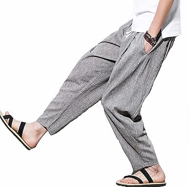 mens baggy linen trousers uk