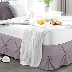 Nestl Dusty Purple Bed Skirt King Size, Pinch Pleat