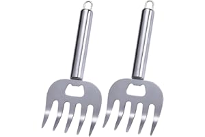 Hikiwin Stainless Steel Pulled Pork Tools for Shredding Meat, Sharp Stainless Steel Food Shredding Fork, Meat Shredder Claws 