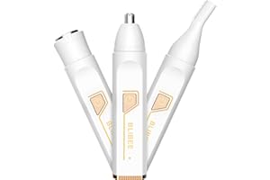 BLIBEE Ear and Nose Hair Trimmer for Women Men, 3-in-1 Professional Painless USB Rechargeable Eyebrow Trimmer, Nose Hair Trimmer for Women, Facial Hair Remover with Powerful Motor, White