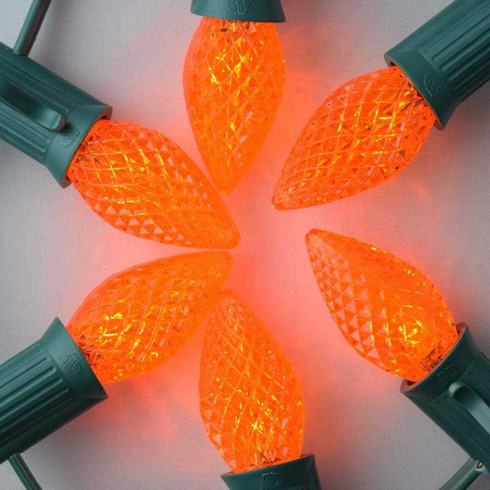 Fantado Orange 3 LED C7 Faceted Christmas Light Bulbs, E12
