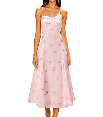 URYIAO Summer Wedding Guest Midi Dress for Women Graduation Sundress Black