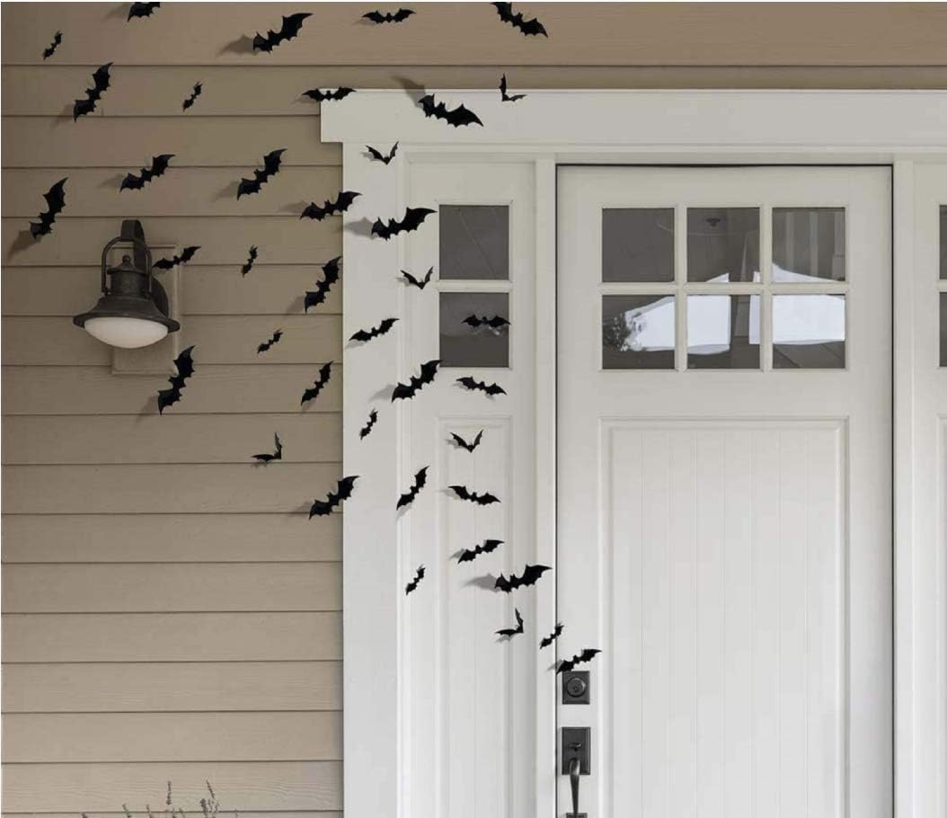 120 Pcs 3D Bats Stickers, Halloween Party Supplies Waterproof Scary Bats Wall Decor DIY Home Window Decor, Removable Bats Stickers for Indoor Outdoor Halloween Wall Decorations: Kitchen & Dining
