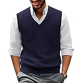 PJ PAUL JONES Mens V-Neck Knitted Sweater Vest Solid Plain Sleeveless Pullover Knitwear