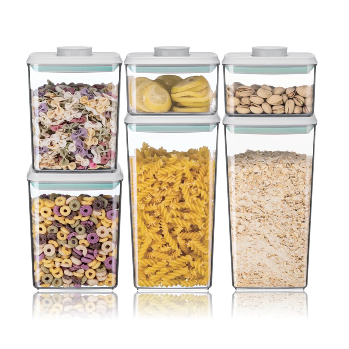 Photo 1 of Ankou Airtight Food Storage Container Sets with Lids 6Pcs Pop Containers for Kitchen Pantry Organization BPA-Free Stackable Kitchen Storage Containers for Cereal Flour Sugar (0.5, 1.2, 1.8qt)*2
