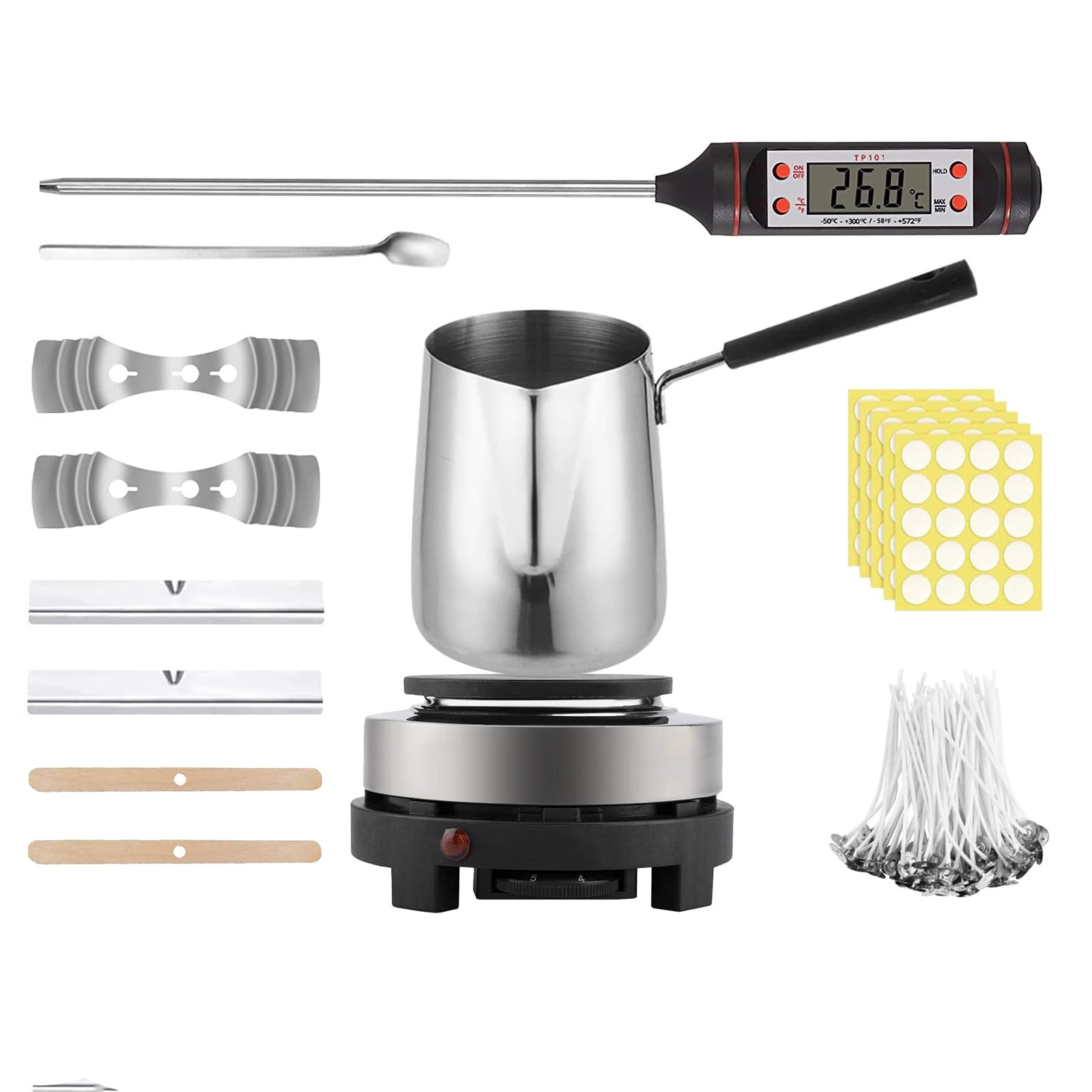 JoliJour Beginner's Aromatic Candle Making Kit with Electronic Heating Plate and Digital Thermometer