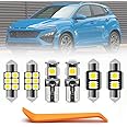 9pcs Interior LED Lights Bulb for Hyundai Kona/Kona N 2017 2018 2019 2020 2021 2022 Super Bright 6000K LED White Interior Light Bulbs Map Dome Lights Interior Bulbs + Install Tool