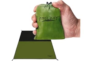 Frelaxy Pocket Picnic Blanket, Waterproof Sandproof Beach Mat, Compact Camping Tarp for Festivals, Hiking, Travel, Outdoor Recreation (Army Green, 28'' x 47'')