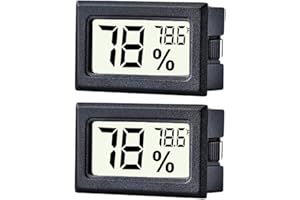 Meggsi 2-Pack Mini Digital Hygrometer Gauge Indoor Thermometer, LCD Monitor Temperature Outdoor Humidity Meter for Humidors Greenhouse Jars Incubators Guitar Case, Display Fahrenheit (℉)
