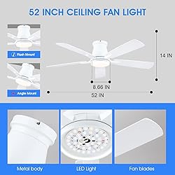 Surtime 52" Ceiling Fans with Lights-Low Profile