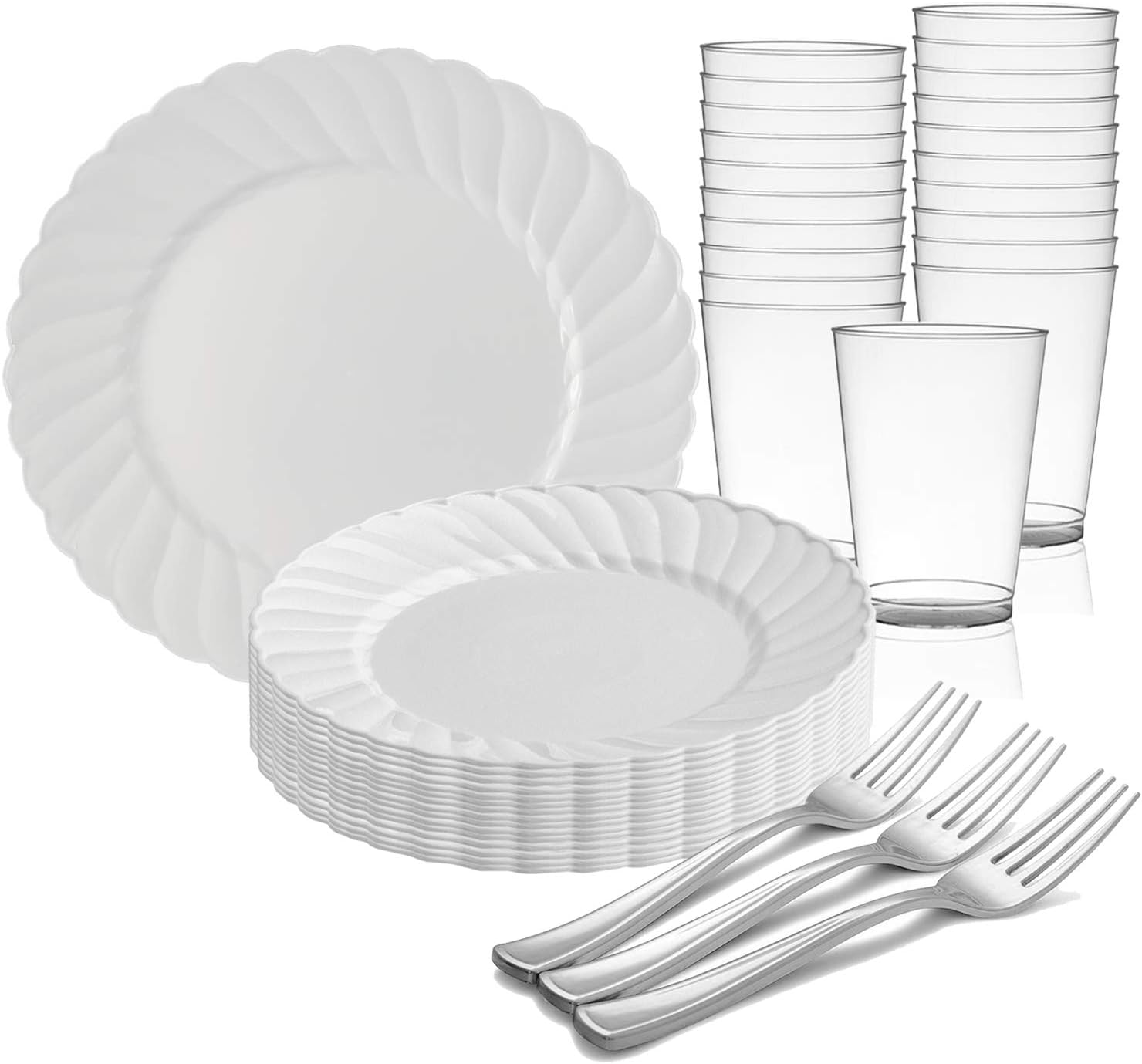 Elegant Disposable Plastic Buffet Party Set for 180 Guests