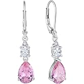Rocayi Teardrop Leverback Earrings 925 Sterling Silver Oval Dangle Drop Earrings Birthstone Jewelry Gifts for Women