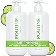 Routine Wellness Anti-Thinning Shampoo and Conditioner Set for Thinning Hair - Biotin DHT Blocker Women & Men - Color Safe Shampoo for Hair Loss & Healthier Hair - Cucumber (Pack of 2)
