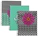 Emraw Fashion 5 Subject Notebook Spiral with 180 Sheets of College Ruled White Paper with Poly Dividers/Inside Pocket - Styles Included: Chandelier, Polka Dot Flower and Polka Dot Flower Mix, 3 Pack