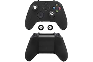 ECHZOVE Xbox Series X/S Controller Cover, Anti-Slip Silicone Skin, Ergonomic Soft Rubber Protective Case with Thumb Grip Caps - All Black