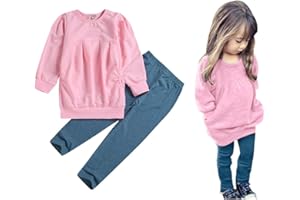 Ritatte Toddler Girls Clothes Winter Warm Long Sleeve Tops Long Pants Suit Kids Soft Cotton Fall Outfits 2Pcs Set