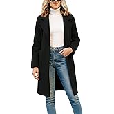 Omoone Women's Winter Wool Blend Coat Notch Lapel Mid Long Single Breasted Pea Coat Jacket Outwear