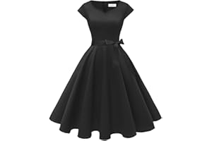 Kingfancy Women Vintage 1950s Dress Retro Cocktail Party Swing Dresses with Cap Sleeves