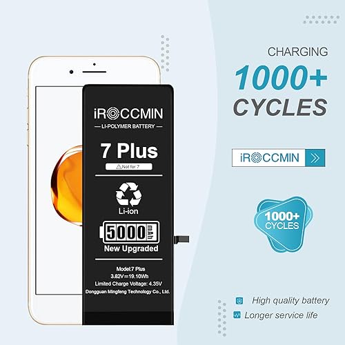 Replacement for iPhone Plus Battery,5000mAh High Capacity Replacement  Battery for iPhone Plus Model A1661