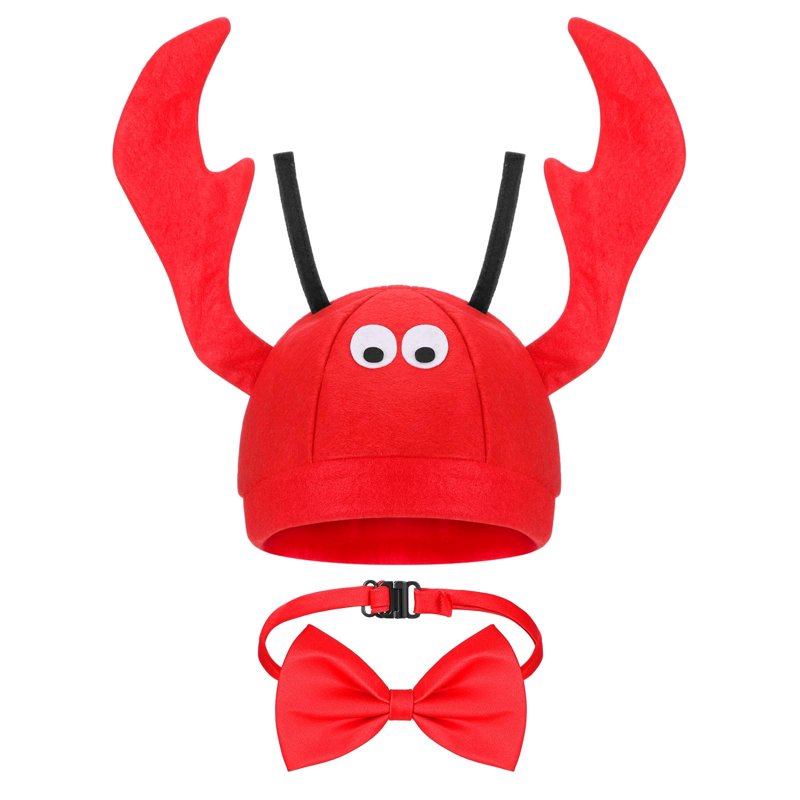 SATINIOR Lobster Hat Adjustable Red Costume Fancy Hats Funny Hats with Bow Tie for Adults Women Men Halloween Easter Christmas Party Decorations Costume Accessories
