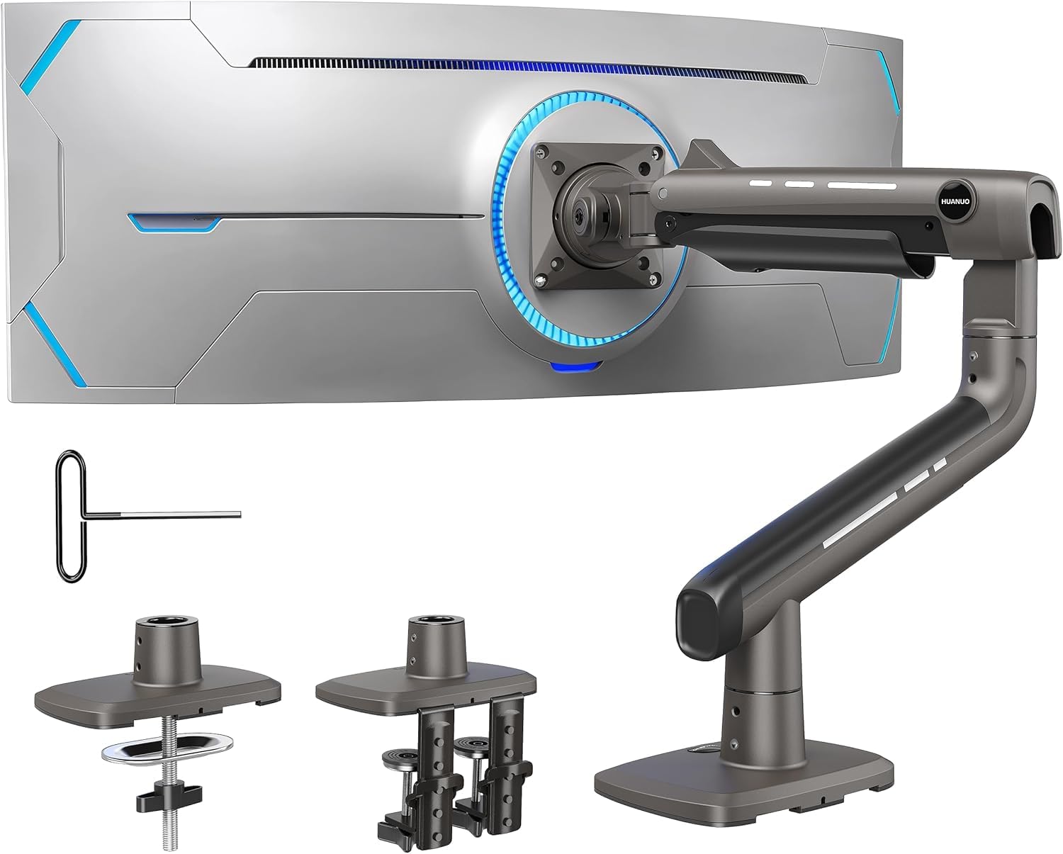 Photo 1 of ***MISSING PARTS***
HUANUO TitanLift Heavy Duty Monitor Arm for Screens up to 49", Holds 40 lbs, Aluminum Ultrawide Screen Desk Mount, Fully Adjustable Single Gaming Monitor Mount with Dual C-Clamp, Max VESA 100x100mm