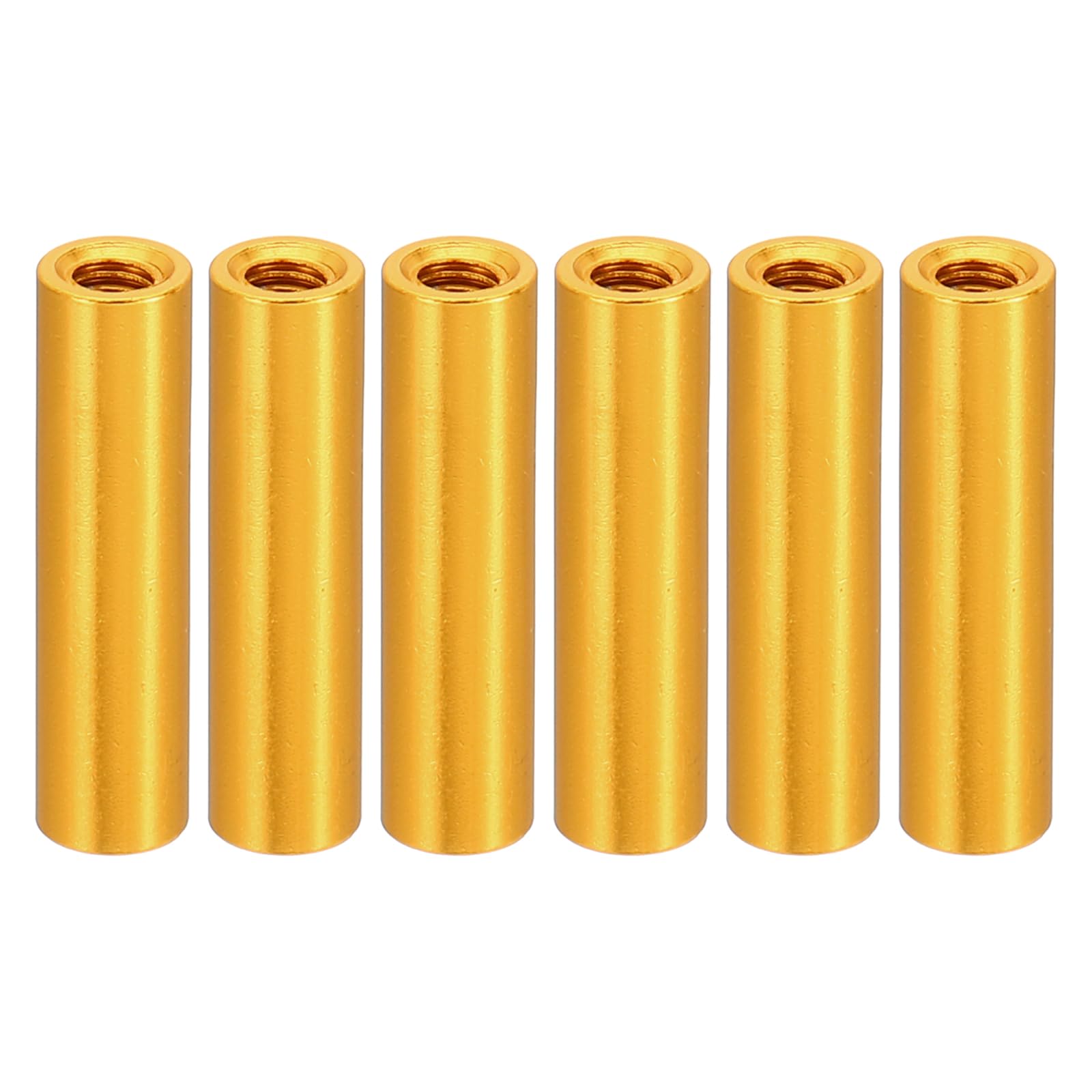 PATIKIL 6pcs M3 Metal Threaded Standoff Spacer Nuts, Round Aluminum Spacers Female Coupling Screws, 1/8" ID x 3/16" OD, Gold 3x5x22mm