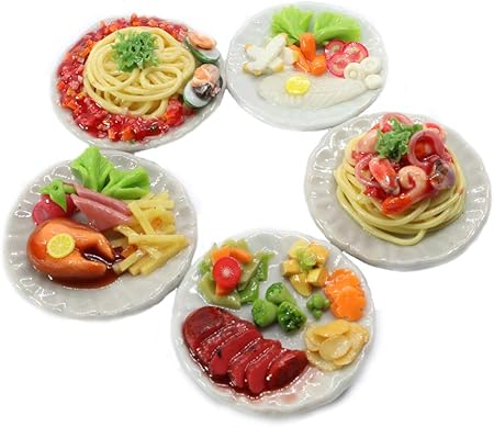 Amazon Thaihonest スパゲッティとステーキドールハウス ミニチュアフード 5種詰め合わせ 小粒 家具 おもちゃ