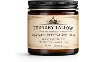 FOUNDRY TALLOW Grass-Fed Beef Tallow Balm, 100% Pure Unscented Skin Moisturizer, No Seed Oils, Traditionally Rendered, 2 oz (