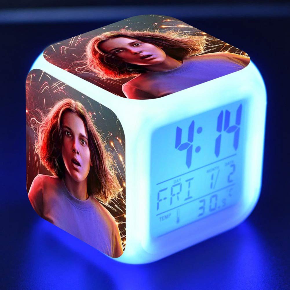 Buy Raleighsee Stranger Things 3 Creative Colorful LED Discoloration Alarm  Clock Square Three-Sided Printing Student Small Alarm Clock(H07) Online at  desertcartKUWAIT