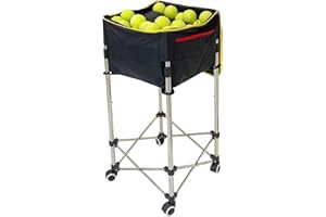 Glemall Tennis Ball Hopper Basket Removable Waterproof Tennis Ball Saver Bag Cart with Wheels Hold Up to 160 Balls for Tennis