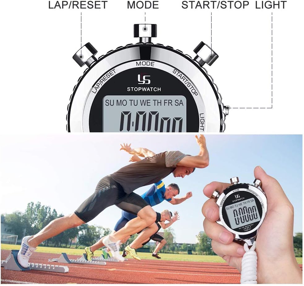 LAOPAO Stopwatch, 1/100 seconds Precision 2 Memories Daily Waterproof with Light function&Mute Mode for Outdoor Sports Running - Image 4