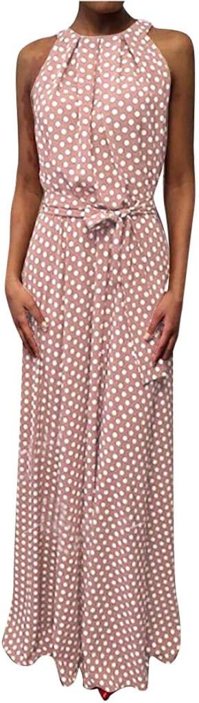 2019 New Women's Casual Dot Printed Dress, Summer V-Neck Sleeveless Beach Dress Sundress