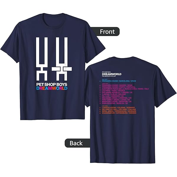 Pet Shop Boys Dreamworld 2023 Tour T-Shirt, Navy | Amazon.com